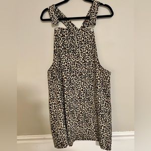 Leopard Print Corduroy Overall Dress